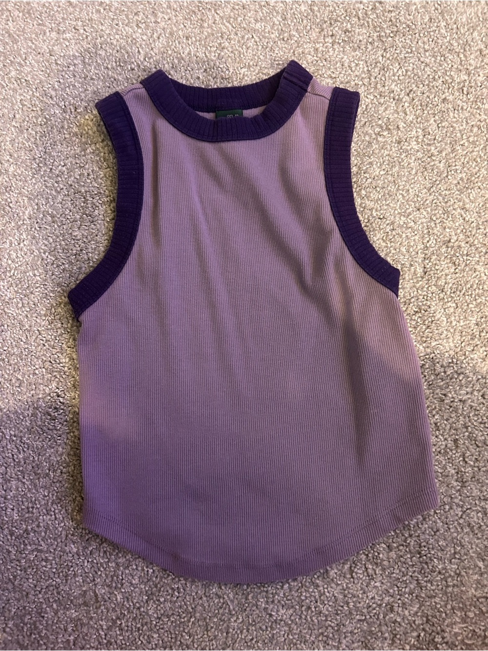 Purple Ribbed Tank Top with Dark Trim